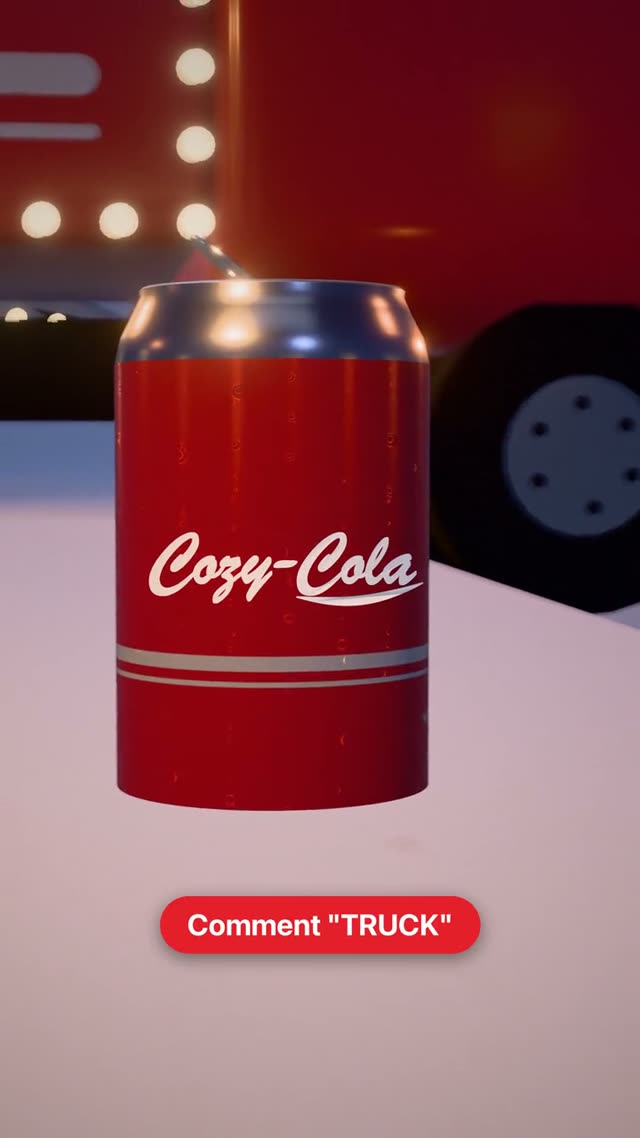 Cozy-Cola: AI-generated 3D ad for a soft drink brand, one continuous camera flight through 3D worlds in 9:16