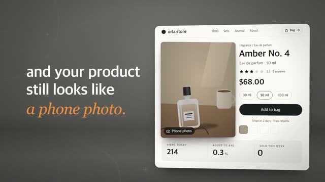 Fablo: KI-generierter Produktfilm für KI-Produktfotos für Onlineshops, Motion-Design-Video im Format 16:9