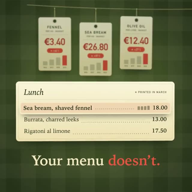 Fennel: KI-generierter Produktfilm für eine App zur Rezeptkalkulation in Restaurants, Motion-Design-Video im Format 1:1