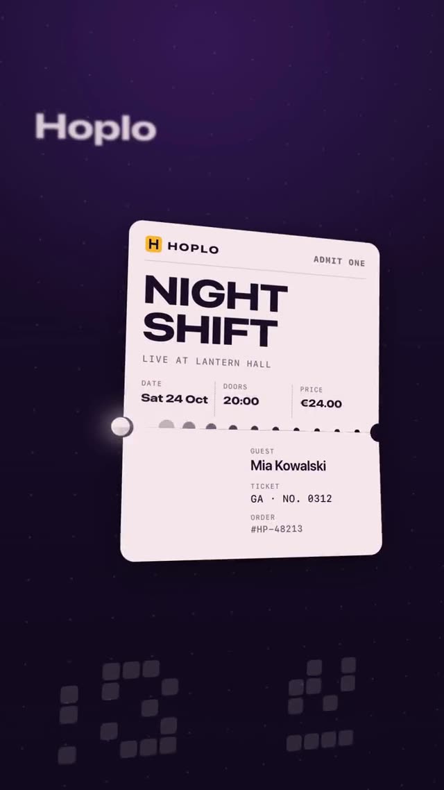 Hoplo: KI-generierter Produktfilm für eine App für Event-Tickets und Check-in, Motion-Design-Video im Format 9:16