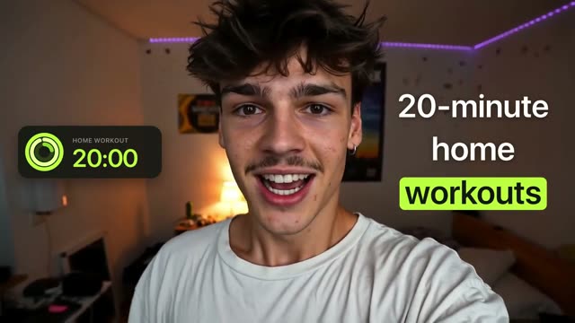 Liftlab: KI-Talking-Head-Video für 20-Minuten-Workouts für zu Hause mit persönlichem Online-Coach, Sprecher mit Untertiteln und Motion-Design-Einblendungen im Format 16:9