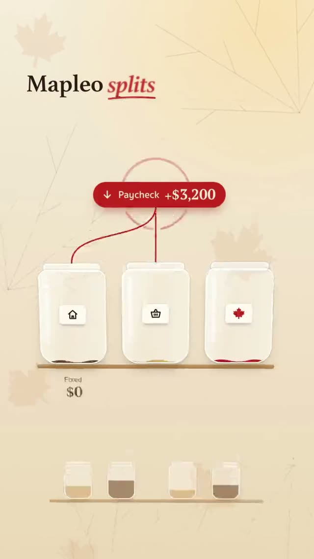 Mapleo: KI-generierter Produktfilm für eine Budget-App mit Sparzielen, Motion-Design-Video im Format 9:16