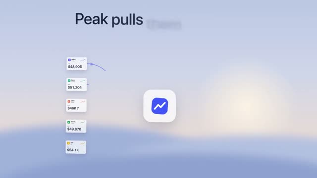 Peak: KI-generierter Produktfilm für ein Dashboard für Abo-Umsätze, Motion-Design-Video im Format 16:9
