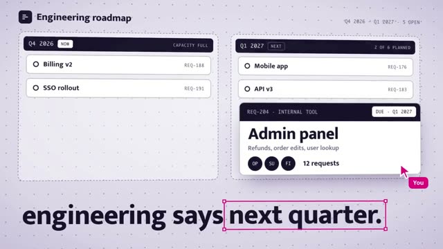 Schemata: KI-generierter Produktfilm für einen No-Code-Builder für interne Tools, Motion-Design-Video im Format 16:9