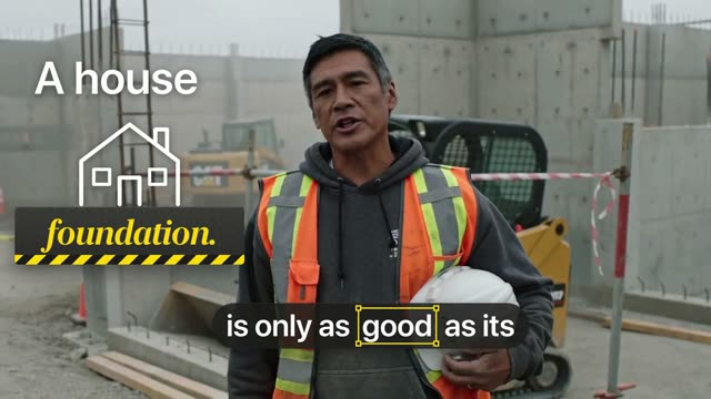 Solidbase Concrete: KI-Talking-Head-Video für Betonfundamente, Bodenplatten und Einfahrten, Sprecher mit Untertiteln und Motion-Design-Einblendungen im Format 16:9