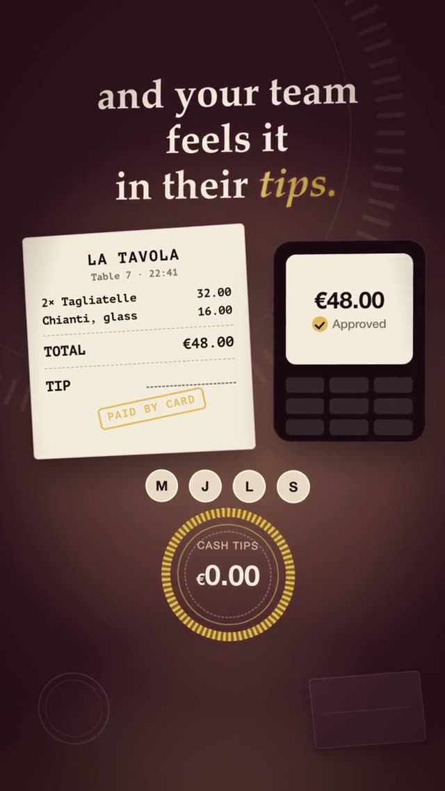 Tippa: KI-generierter Produktfilm für Trinkgeld ohne Bargeld per QR-Code, Motion-Design-Video im Format 9:16